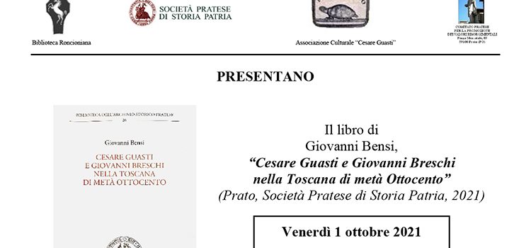 1 ottobre – Presentazione libro “Cesare Guasti e Giovanni Breschi nella Toscana di metà Ottocento”