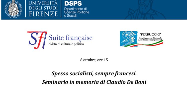 8 ottobre – Spesso socialisti, sempre francesi. Seminario in memoria di Claudio De Boni