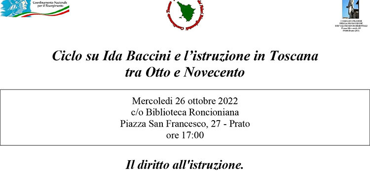 26 ottobre, Prato – Incontro “Il diritto all’istruzione. Educazione formale e non formale tra ‘800 e ‘900”