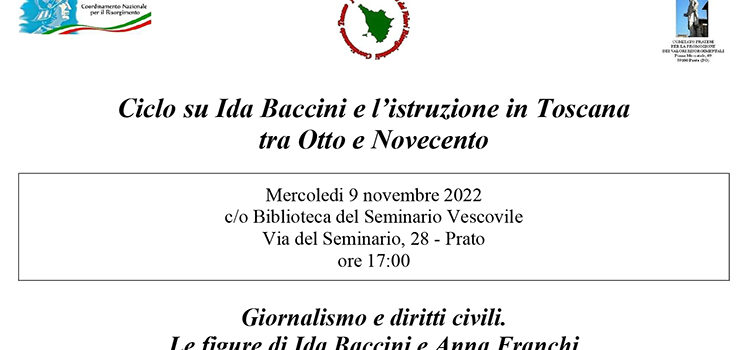 9 novembre, Prato – Incontro “Giornalismo e diritti civili. Le figure di Ida Baccini e Anna Franchi”