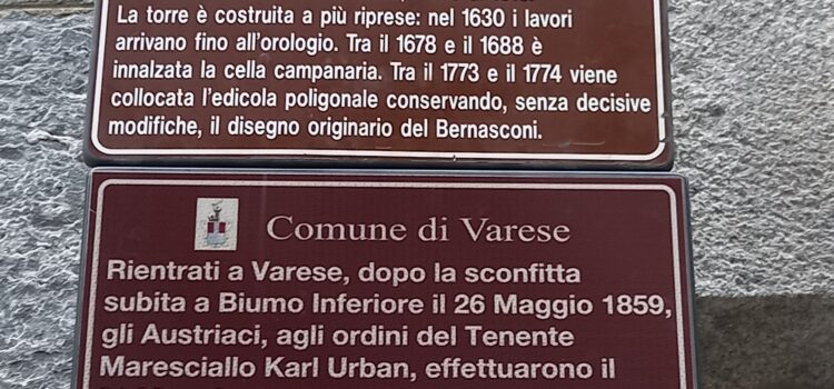 Varese – Comunicato e foto cerimonia di scoprimento della targa posta sotto il campanile di Varese avvenuta in data 22 settembre 2023
