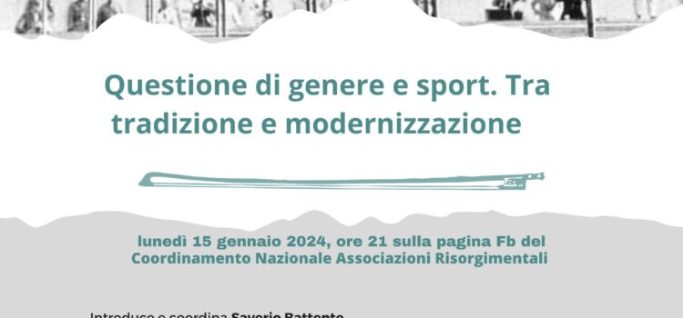 15 gennaio – 13° Webinar Rivista Ferruccio: “Questione di genere e sport. Tra tradizione e modernizzazione”
