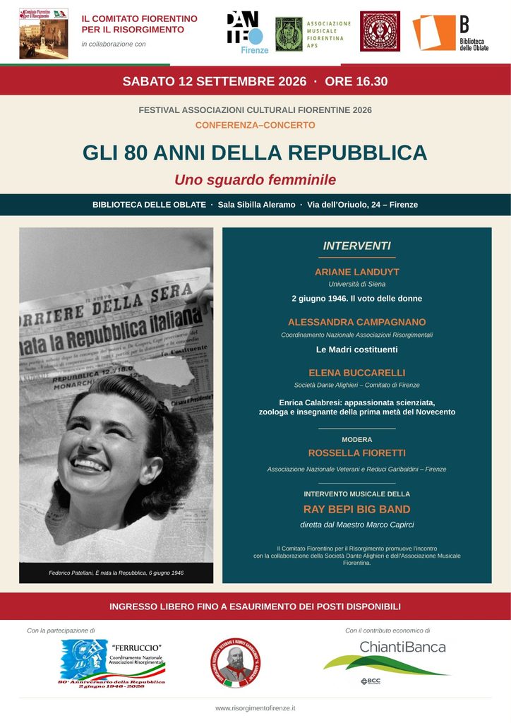 Firenze - Conferenza-concerto &ldquo;Gli 80 anni della Repubblica. Uno sguardo femminile&rdquo;