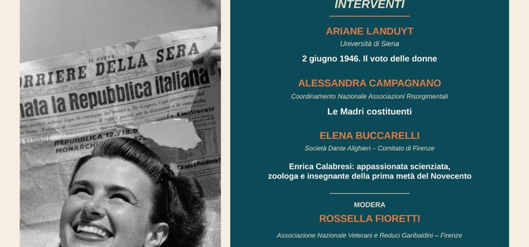 12 settembre, Firenze – Conferenza-concerto “Gli 80 anni della Repubblica. Uno sguardo femminile” 12 settembre, Firenze – Conferenza-concerto “Gli 80 anni della Repubblica. Uno sguardo femminile”