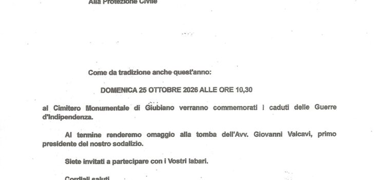 25 ottobre, Varese &ndash; Commemorazione dei caduti delle Guerre d&rsquo;indipendenza